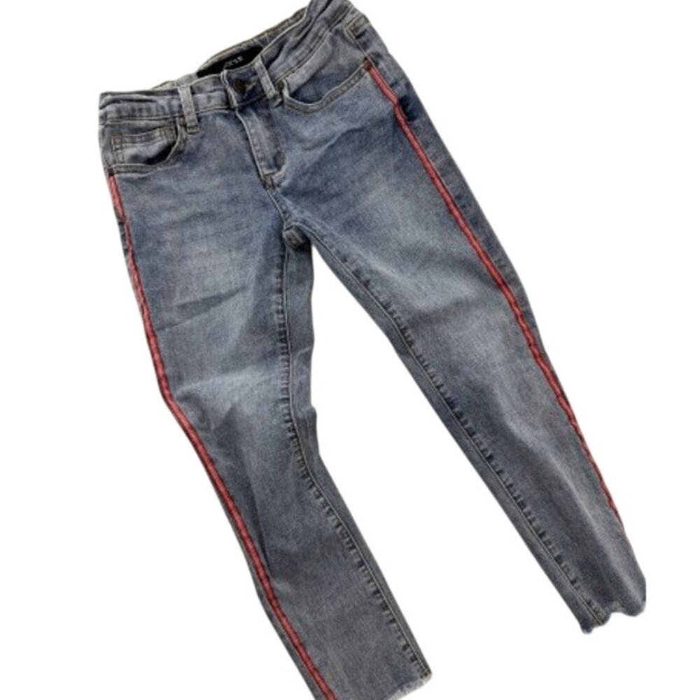 Joe's Jeans Girls Frayed Ankle Red Racing Stripe Jeans 8